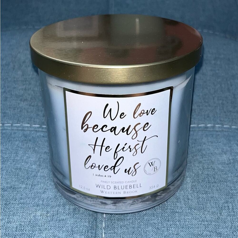 NEW! Western Brook Wild Bluebell Candle 12.5 oz John 4:19 - Picture 3 of 5